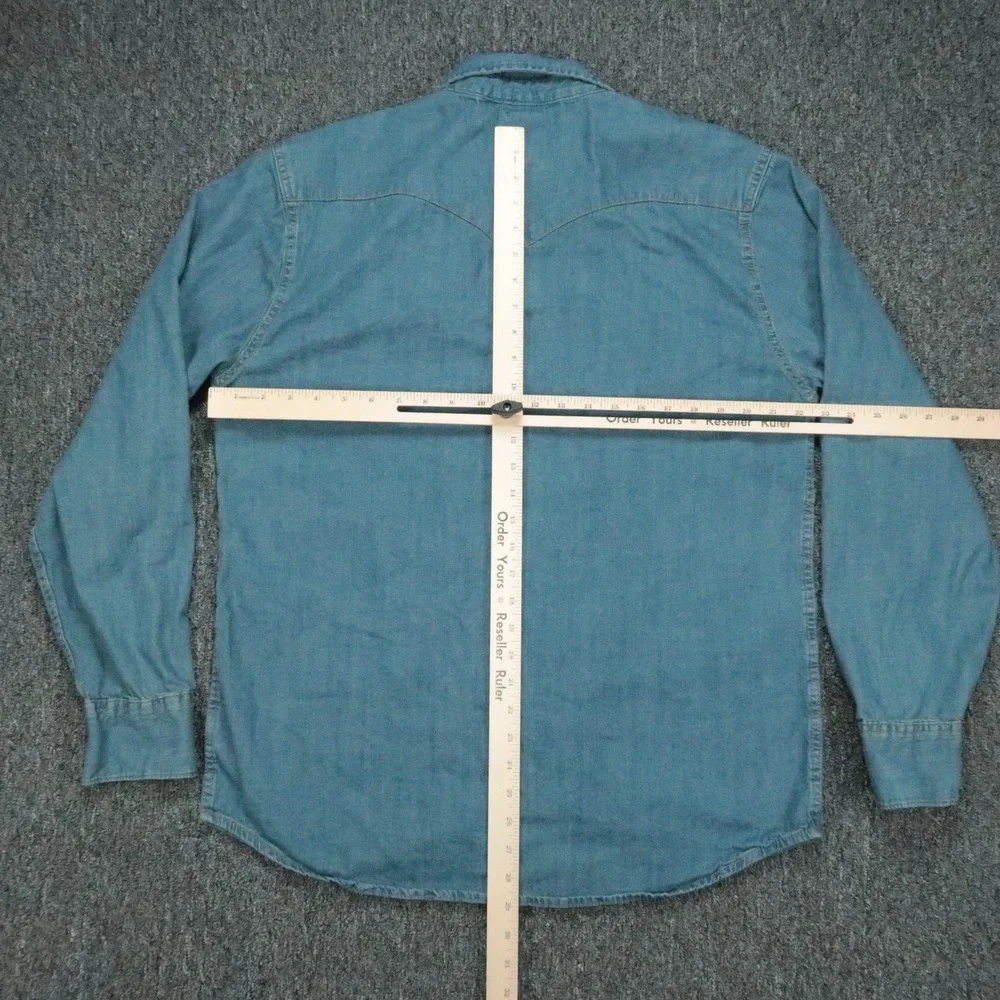 Levis Shirt Men Extra Large Blue Barstow Denim Western Pearl Snap Long Sleeve XL